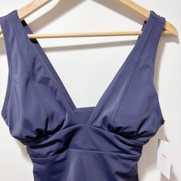 New Andie The Mykonos One Piece Swimsuit Navy Blue Size Small NWT Plunge Deep V - Picture 5 of 15